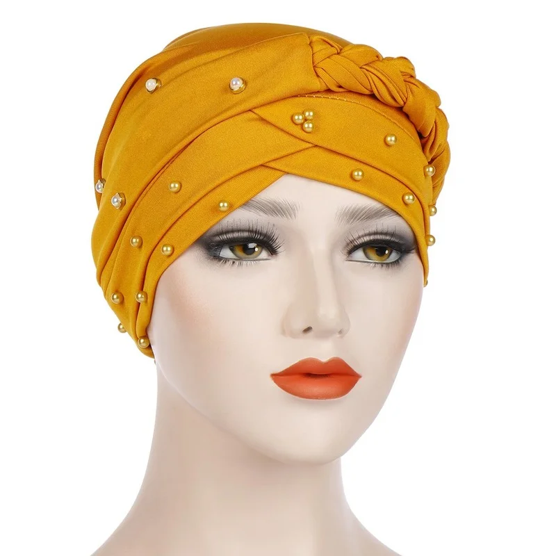 

KepaHoo Head Scarf For Muslim Women Solid Cotton Turban Bonnet Hijab Caps Pearl Inner Hijabs Femme Musulman Arab Wrap Turbantes