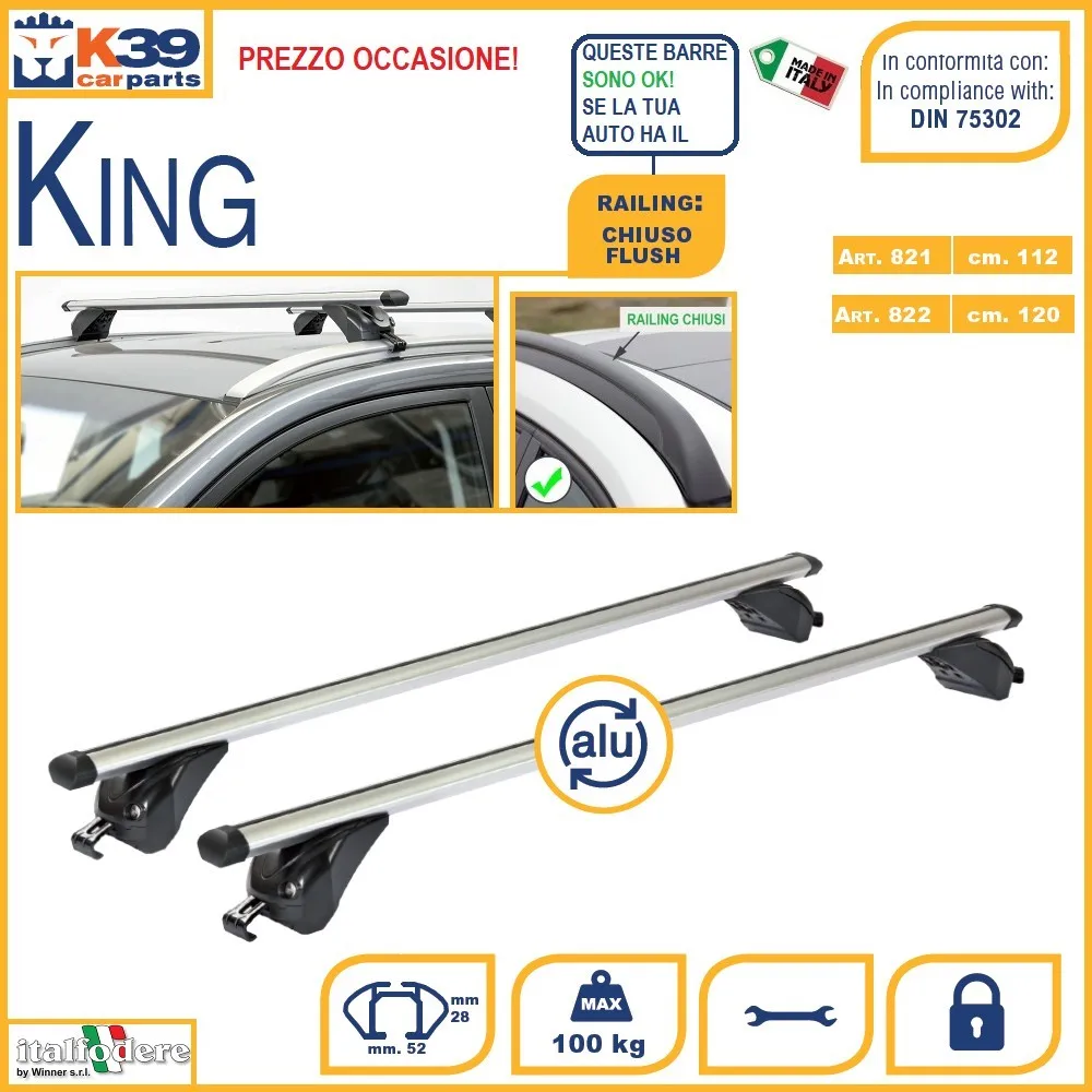 Багажник на крышу Kia Sportage 2016 года K39 King алюминий - купить по выгодной цене |