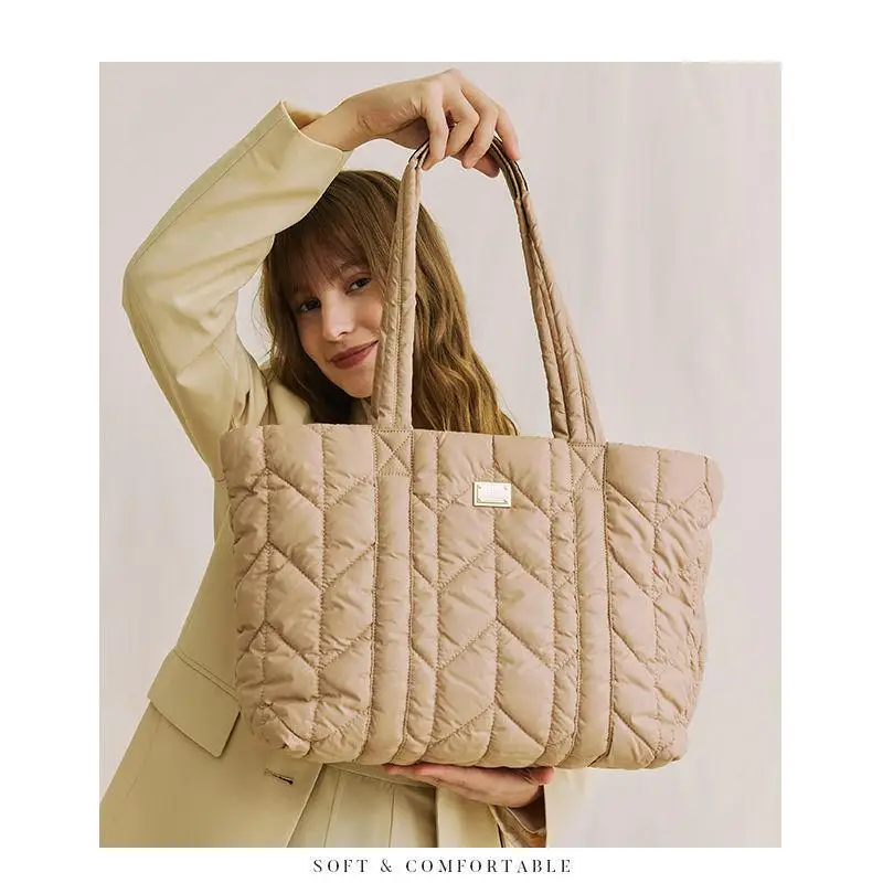 

Женская вместительная сумка-тоут из хлопка с ромбовидным узором