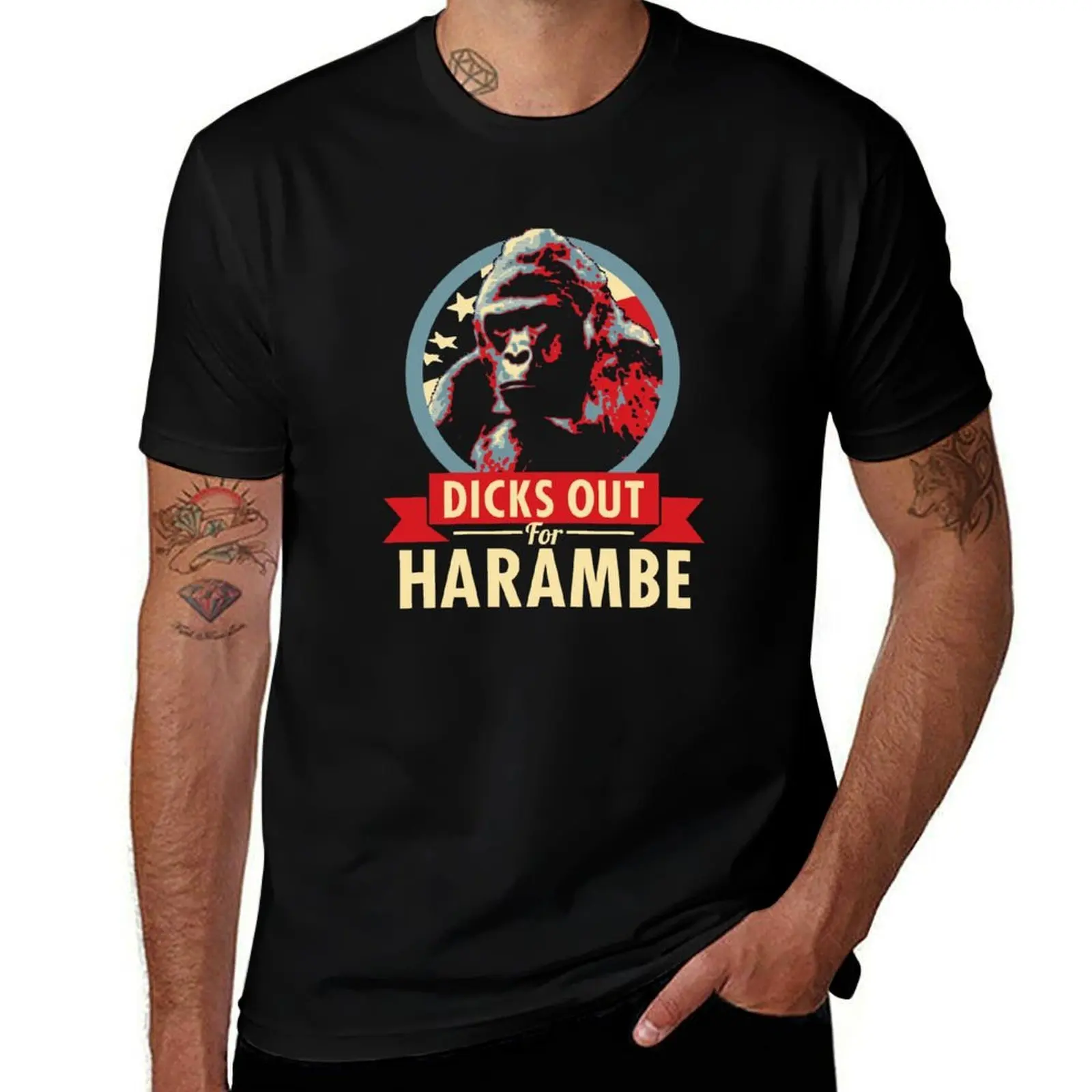 Фото Футболка Hail to the Chimp (Dicks out for Harambe) большого размера, свободного кроя, повседневная. №1