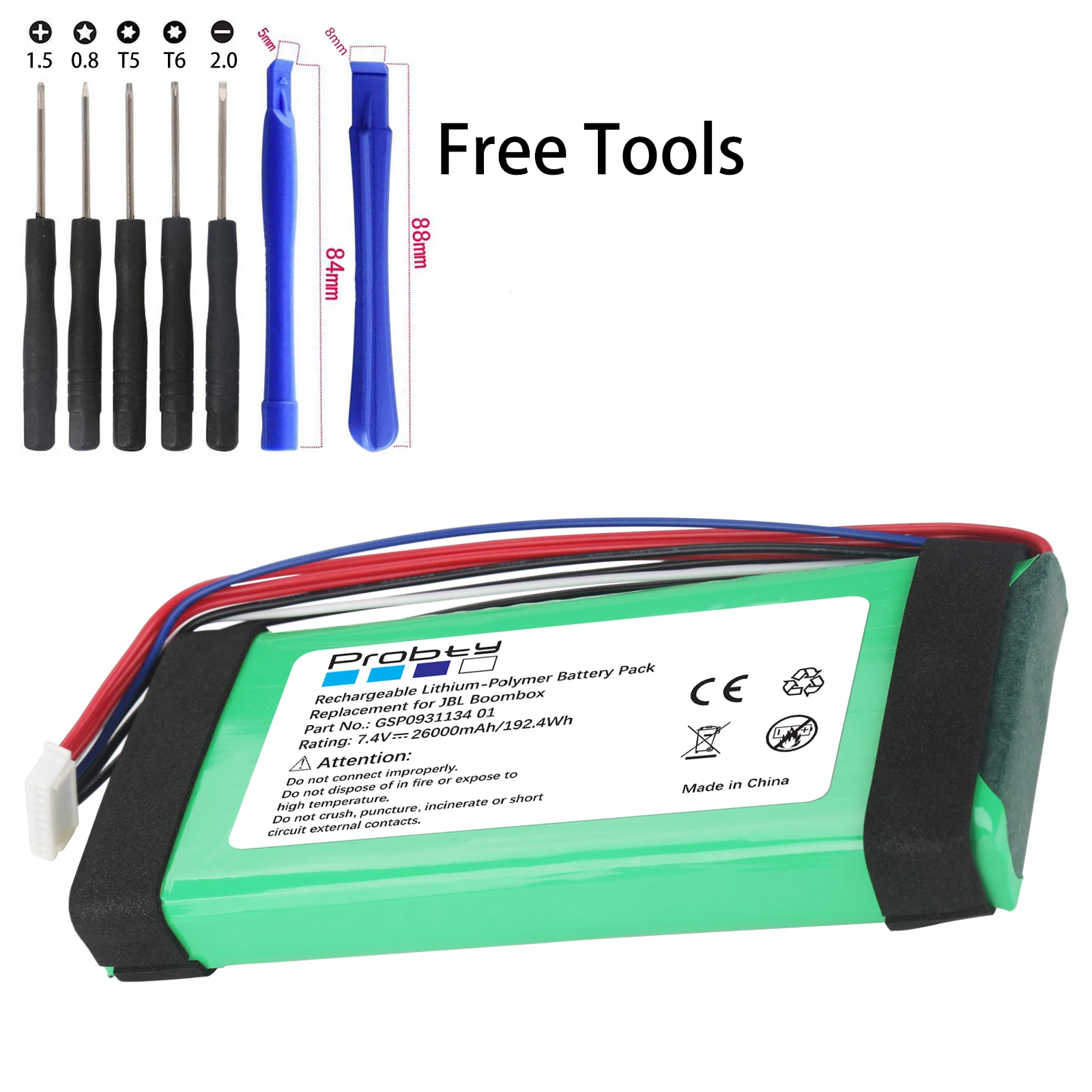 26000mAh GSP0931134 01 battery, used for JBL Boombox player speaker speaker polymer rechargeable battery replacement