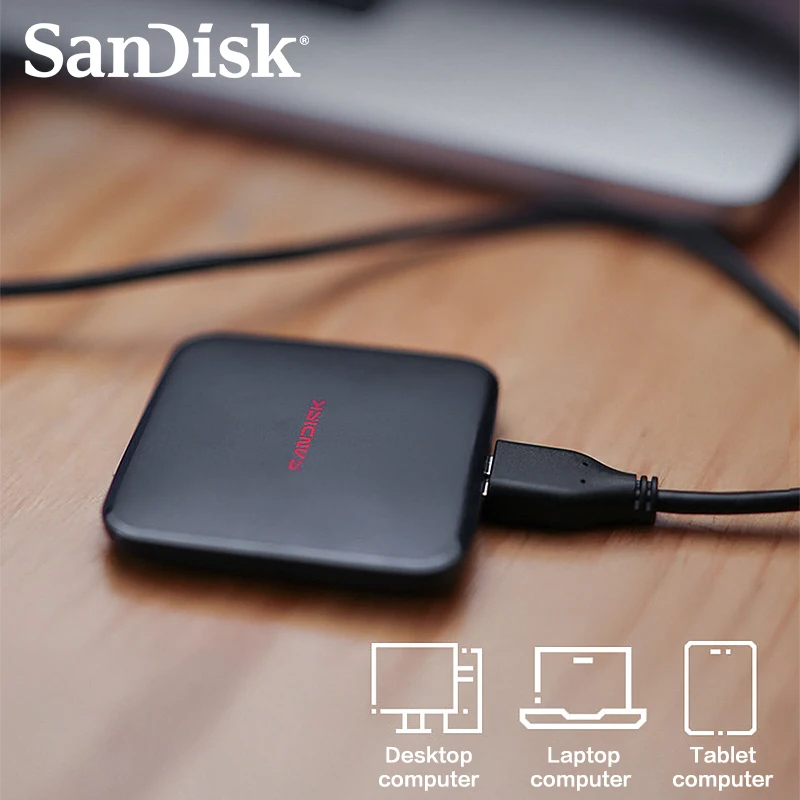 Фото Портативный SSD-накопитель SanDisk ELE Mini 1 ТБ/2 ТБ с разъемами Type-A и Type-C для iPhone 15 PRO, планшетов и ПК, внешний твердотельный накопитель. №2