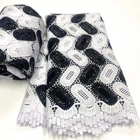 latest black white lace fabric 2022 high quality african cord lace fabric french sequin lace nigeria party fabric sewing