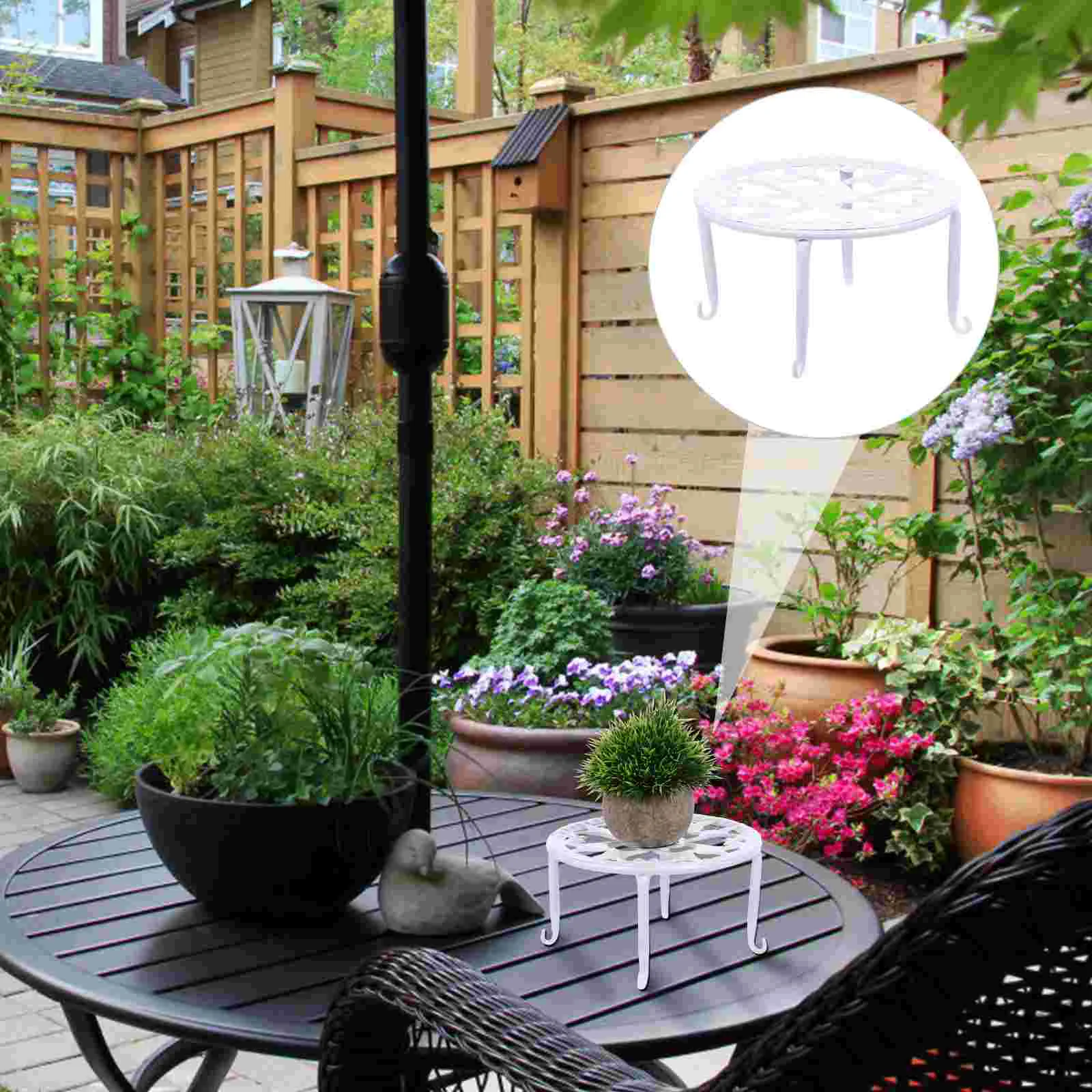 

Metal Stand Flower Pot Holder Rack Planter Supports Garden Home Decorative Pots Containers Stand White