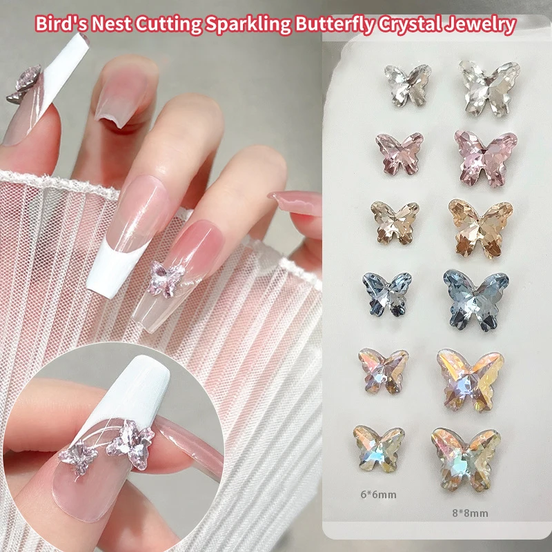 10 шт. мини-украшения для ногтей с бабочкой из циркона стразы S/L стереоскопическая