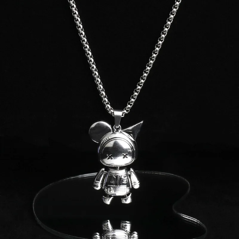 

Hiphop Letter Stainless Steel Bear Pendant Necklaces Man Women Lover Sesame Street Art Necklace Love Peace Bear Designer Jewelry