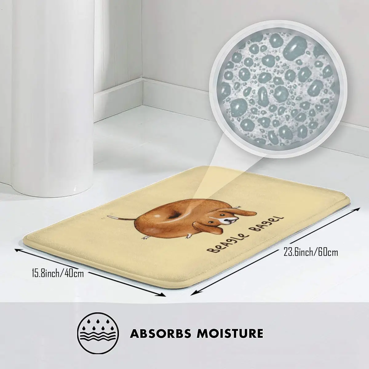 Нескользящий коврик Beagle Bagel напольный впитывающий ковер для кухни входа дома