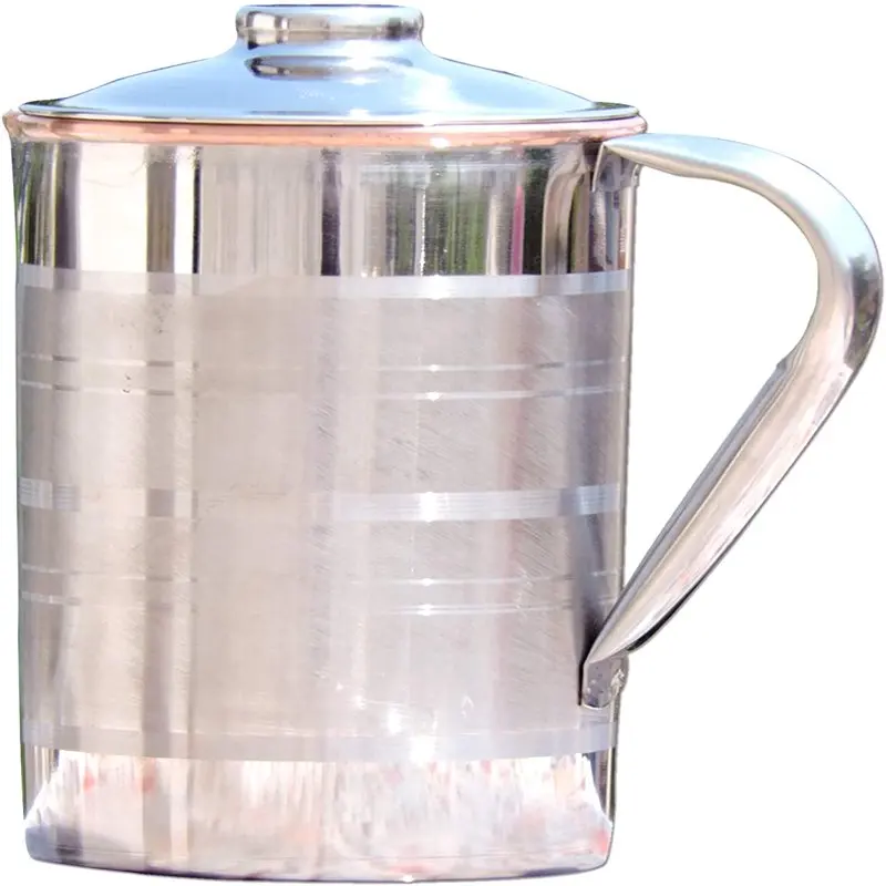 

- Stainless Steel and Copper Pitcher with Lid | Heavy Duty Stainless Steel and Pure Copper Designer Jug with Matching Lid | Stee