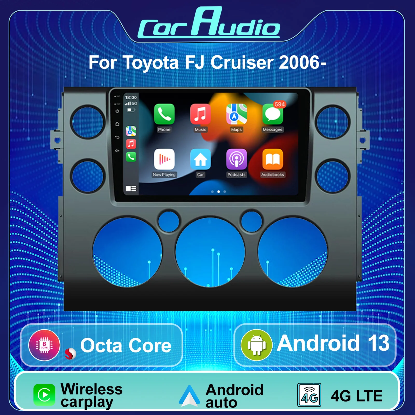 9 &quotAndroid 13 Bluetooth автомобильные радиоприемники для Toyota FJ Cruiser 2006-GPS-навигация