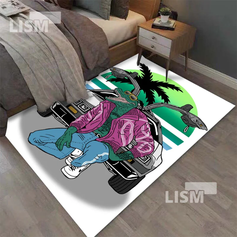 

Retro Animal Anime Rugs for Home Living Room Bedroom Large Carpet Sofa Floor Non-slip Flannel Mat Home Aesthetic Decoration