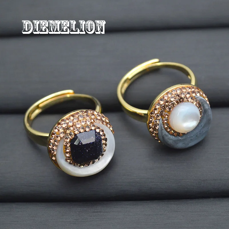 

Crescent Moon Ring Natural Mother of Pearl Shell Moon Ring Simple and Luxury Temperament Women Ring Party Jewelry Gift