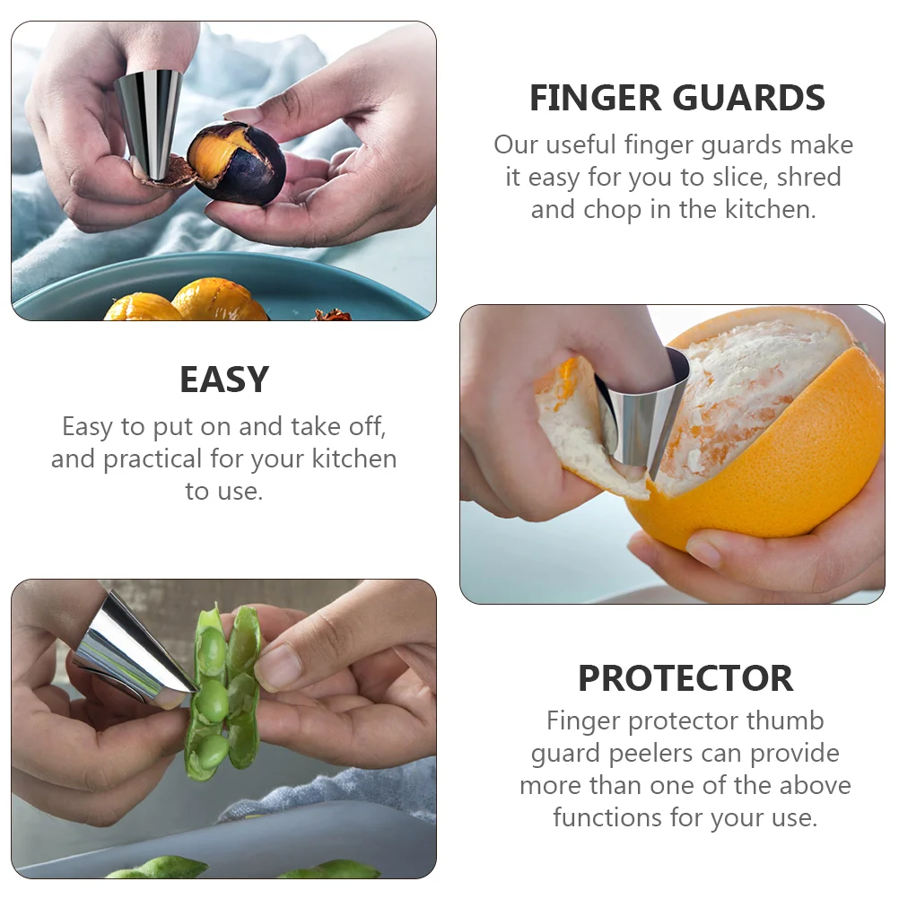 20 szt. Osłona na palce obieraczka do kciuków narzędzia kuchenne stal nierdzewna 400X250X150CM osłona nakrętki cięcie srebrna paznokcia