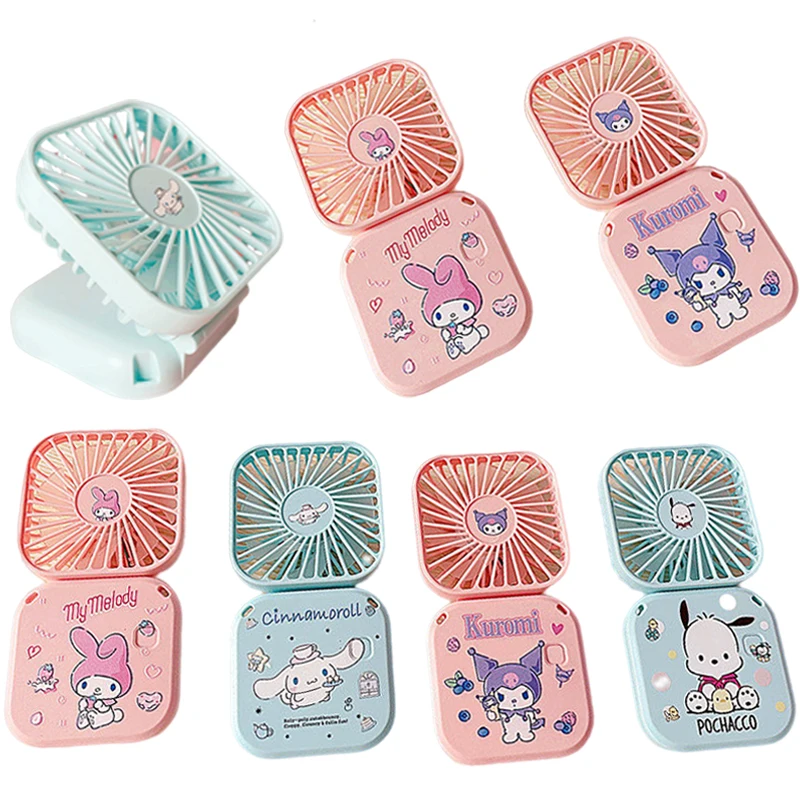 

Sanrio Kawaii полакко вентилятор Hello Kitty Kuromi студенческий мультяшный уличный Мини Портативный USB зарядный Настольный вентилятор складной ручной в...