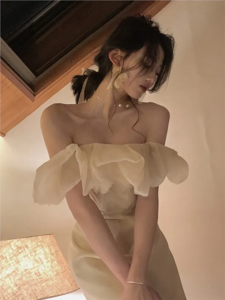 Женское Летнее Лоскутное Платье С Открытыми Плечами Элегантное Облегающее