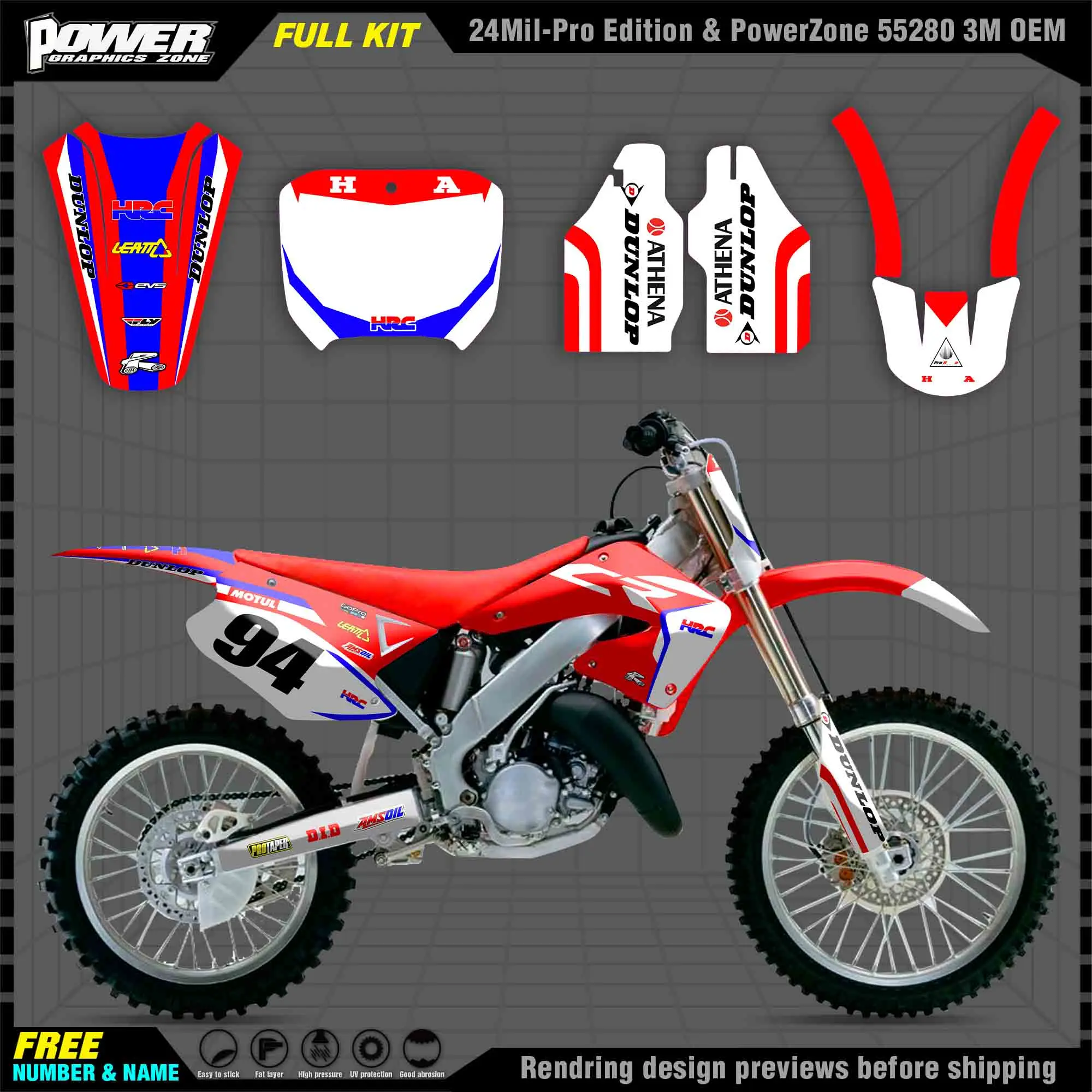 

PowerZone Custom Team Graphics Decals 3M Stickers Kit For Honda 00-01 CR125-250 Stickers 2000 2001 010