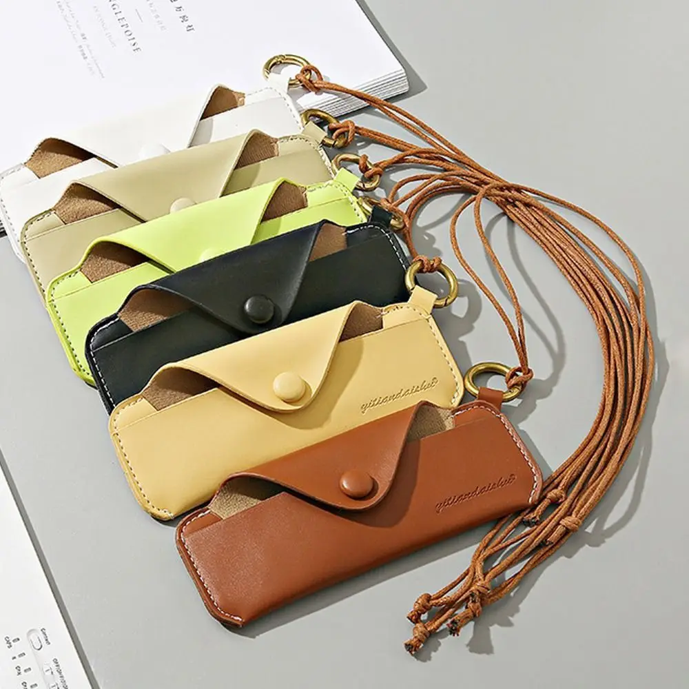 

PU Leather Sunglass Organizer Myopia Frame Protector Hanging Neck Solid Color Glasses Bag Anti-lost Sunglasses Bag Men