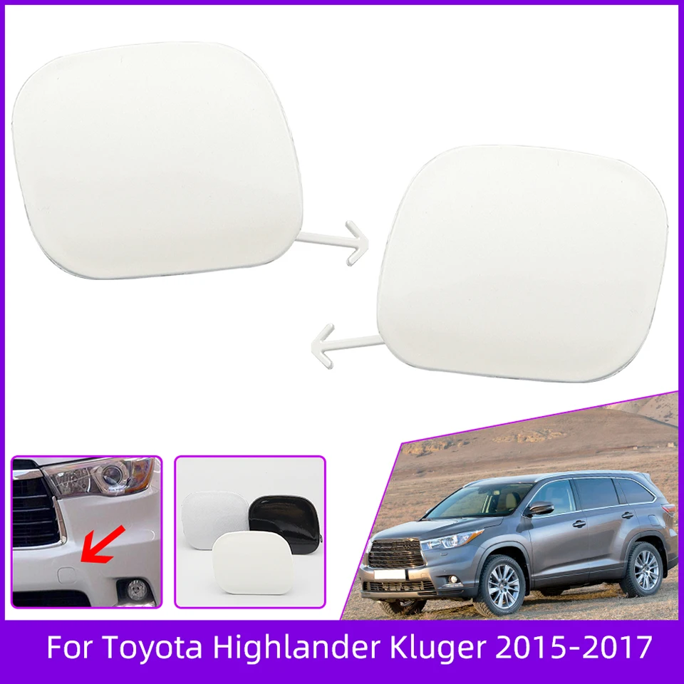 

2Pcs Front Bumper Towing Hook Eye Cover Cap For Toyota Highlander Kluger 2015 2016 2017 Front Tow Hook Trailer Lid Hauling