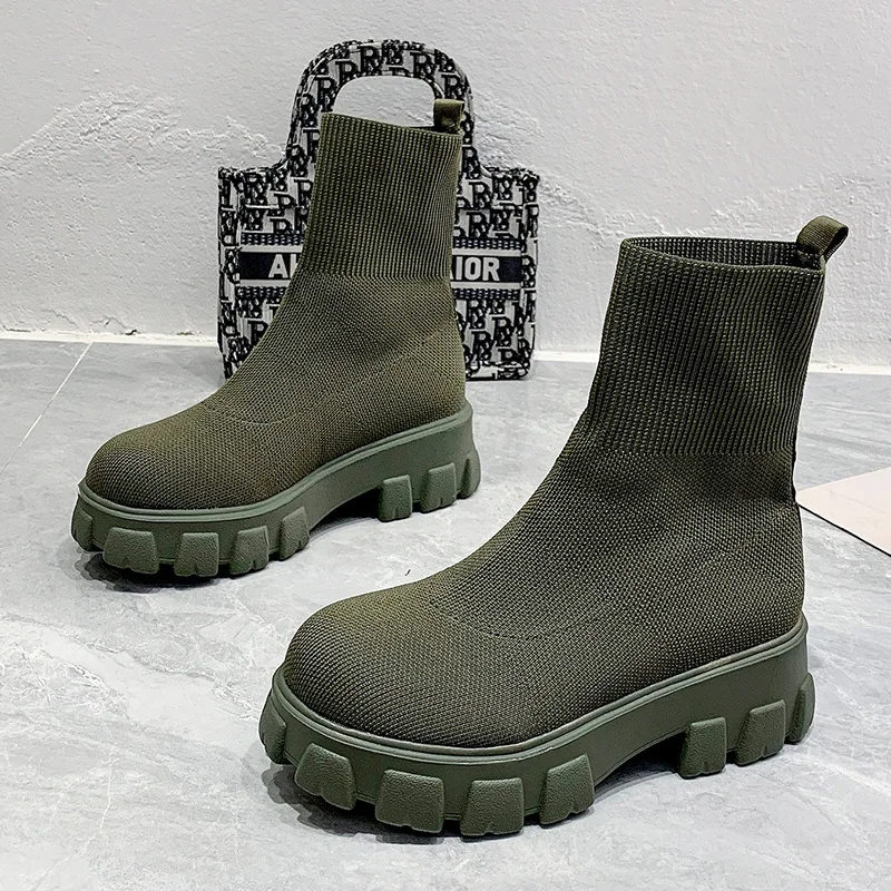 

Socks Boots Hida Short Boots Sports Knitting Keep Warm Mind Round Shape Mood Large Size Lazy Boots Womenboots Shoes