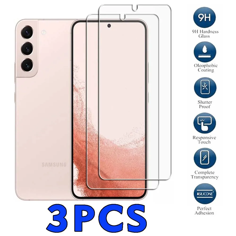 

Защитное стекло для Samsung Galaxy S23 S22 S21 Plus Note A03 A13 10 Lite S20 FE A02S A33 A52 A53 A73, закаленное стекло, 3 шт.