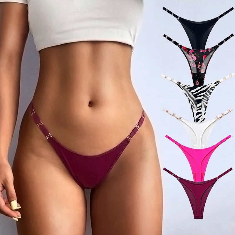 

S-XL 6Colors Low-waist Half Hip Wrap Zebra Floral Print T Pants Briefs Hip Lift Ice Silk Women Fitness Exercise Bikini Thong