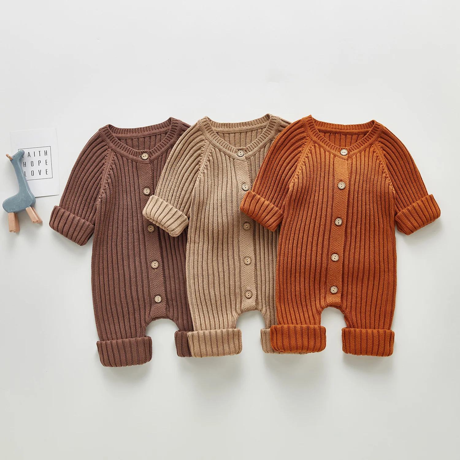 

2023 Spring Autumn Newborn Baby Boys Romper Knitted Sweater Long Sleeve Solid Vintage Infant Boys Bodysuit Toddler Boys Outfits