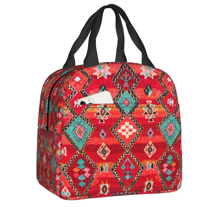 

Red Oriental Heritage Berber Colored Moroccan Style Thermal Insulated Lunch Bags Lunch Container for School Storage Food Box