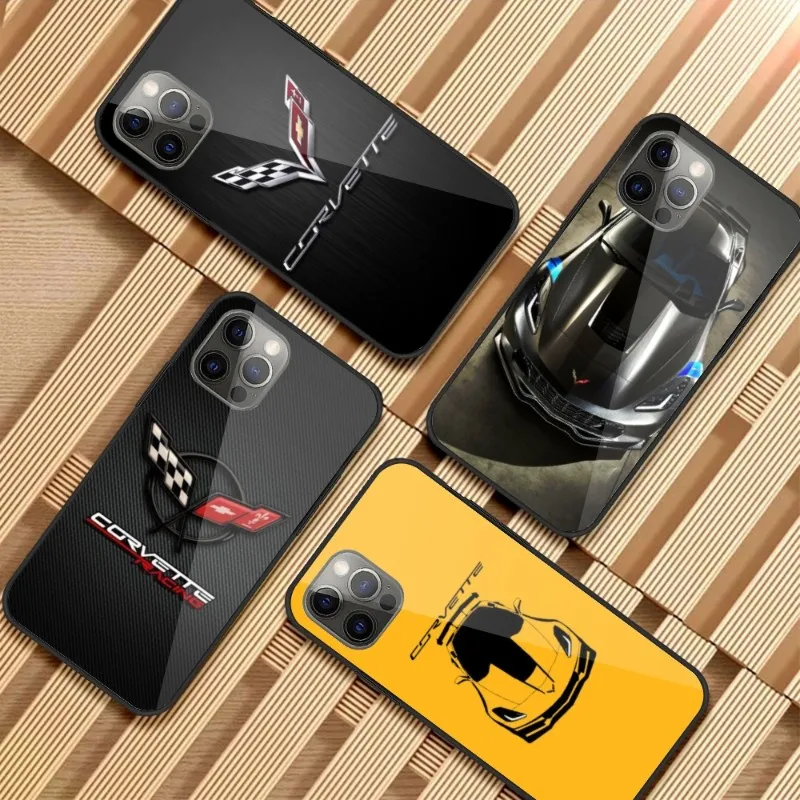 

Автомобильный чехол для телефона Chevrolet Corvette для iPhone 14, 13, 12, 11, XS, X, 8, 7, 6 Plus, Mini Pro Max, SE 2022, стеклянный чехол из поликарбоната, чехол, оболочка
