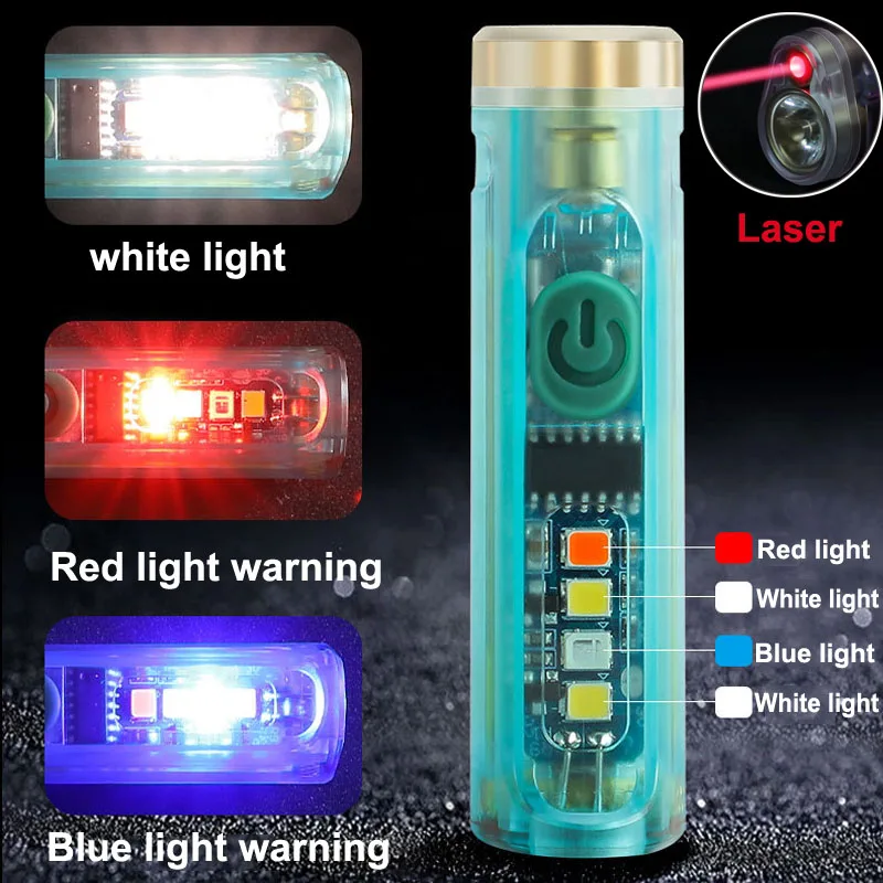 

MINI Keychain Flashlight USB C Rechargeable LED Lamp With Magnet Camping Light Emergency 12 Modes Torch Work Lights Waterproof