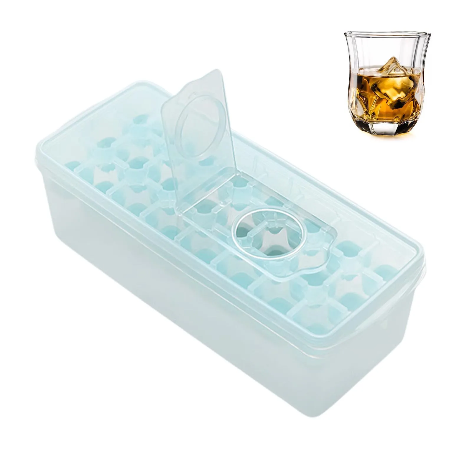 

Silicone Ice Cube Tray With Lid 24 Ice Cube Molds With Scoop Ice Freezer Container Ice Molds Bucket Ice Box Holder Comes With