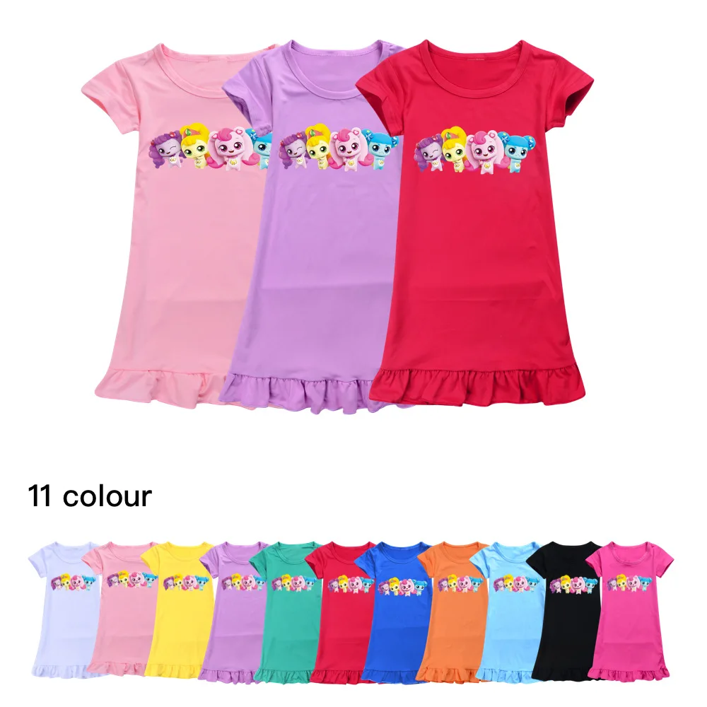 

Catch Teenieping Girls Dresses Hot Sale Cartoon Ice Silk Nightgown Kawaii Pajamas Teenage Gilr Short Sleeved Homewear Nightdress