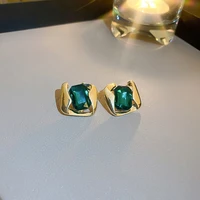 2022 new sweet fashion earrings contracted geometric crystal women classic hollow push back stud earrings jewelry
