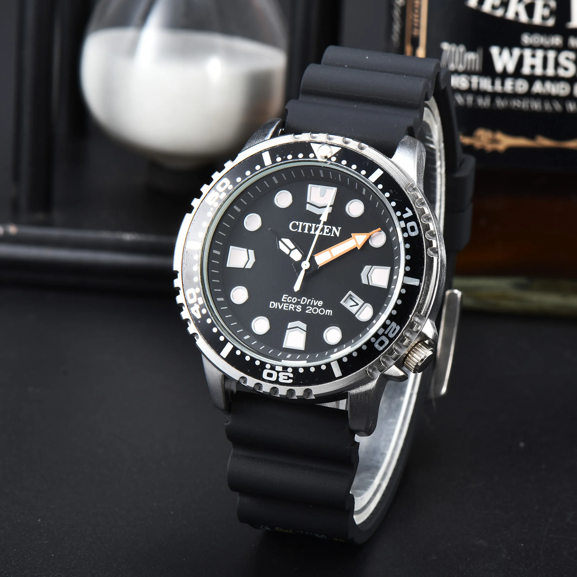 Original CITIZEN Sports Diving Watch Silicone Luminous Men's Watch BN0150 Ecology-Drive Watch Men's Eco-Drive Series Black Dial