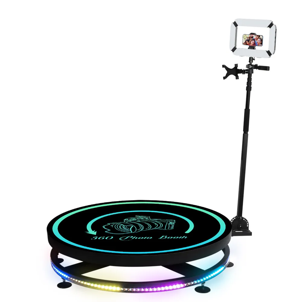 

Slow Motion 360 Photo Booth Machine Spin Camera & Video Selfie Booth Automatic Rotating Spinner Platform with LED Ring Light