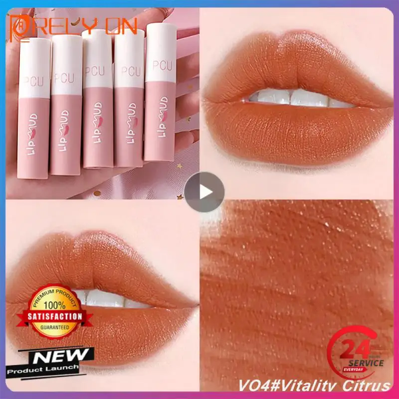 

6colors PCU Pigment Lips Stick Powder Mute Fog Fluffy Lip Mud Hot Waterproof Sustained Air Lip Glaze