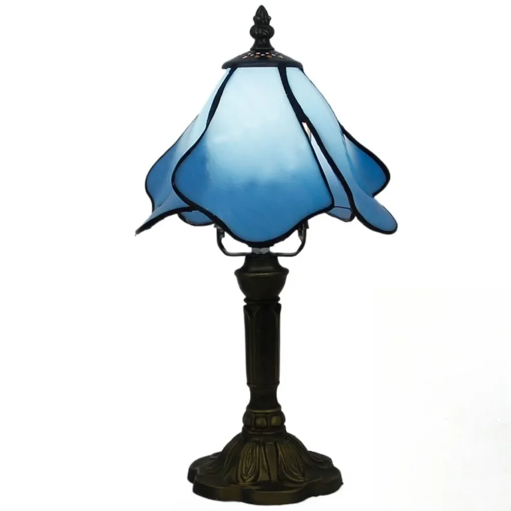 8-дюймовый американский ночник для гостиной спальни витраж Тиффани синий абажур