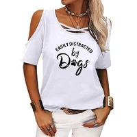 women sexy by dog t shirts summer 2022 white tops fashion hollow out short sleeve black tees ladies street casual off shoulder