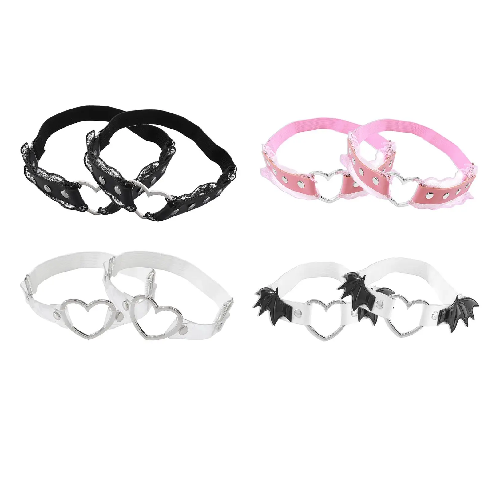 

Кожаные Подвязки для ног с полым сердцем, противоскользящее кольцо для ног, подвязки с регулируемыми кольцами в стиле панк-рок для женщин и ...