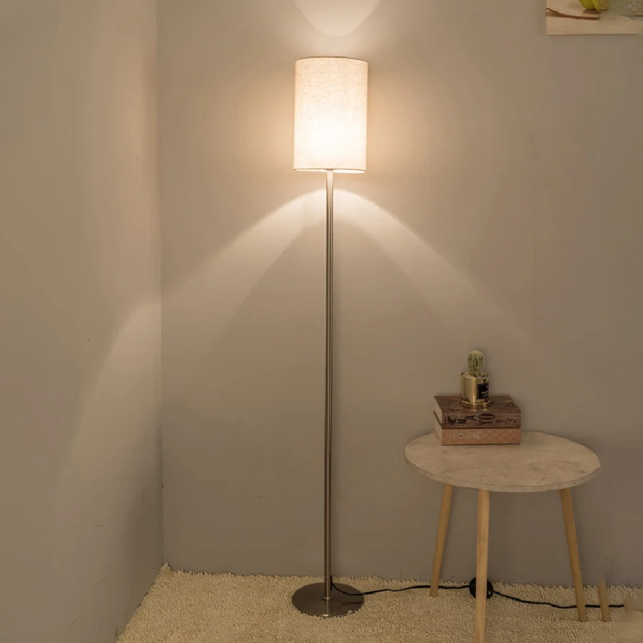 Современная Минималистичная напольная Светодиодная лампа с тканевым абажуром