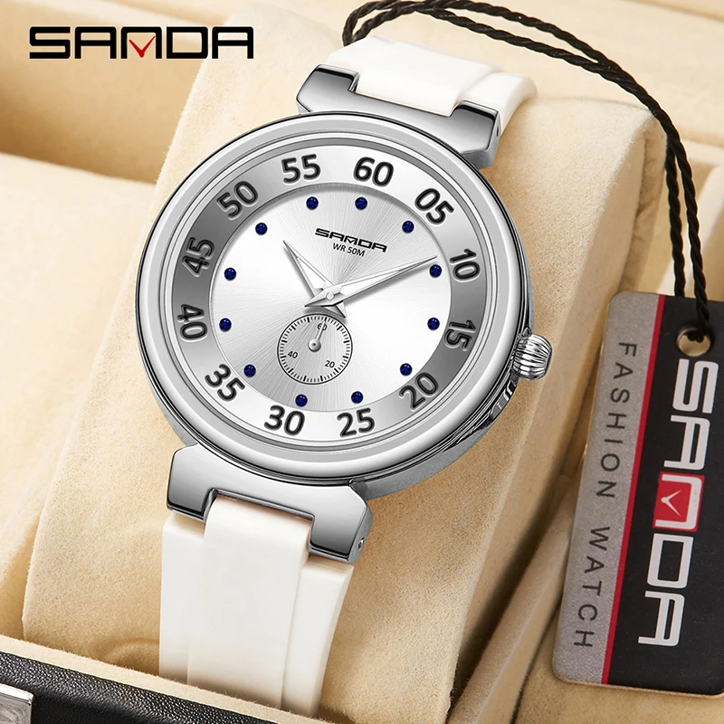 

SANDA Fashion Men Watches Top Brand Luxury Quartz Watch Waterproof Silicone strap Women Clock Gift Box Montre femme Masculino