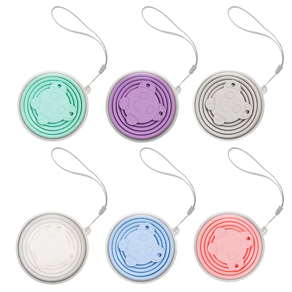

250ml Portable with Lanyard Retractable Stainless Steel Water Cups Cover Lid Silicone Folding Cup Coffee Cups