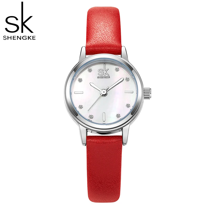 Shengke Dropshipping Japan Quartz Simple Women Fashion Watch Black Leather Strap Ladies Wrist Watch Brand Waterproof Wristwatch