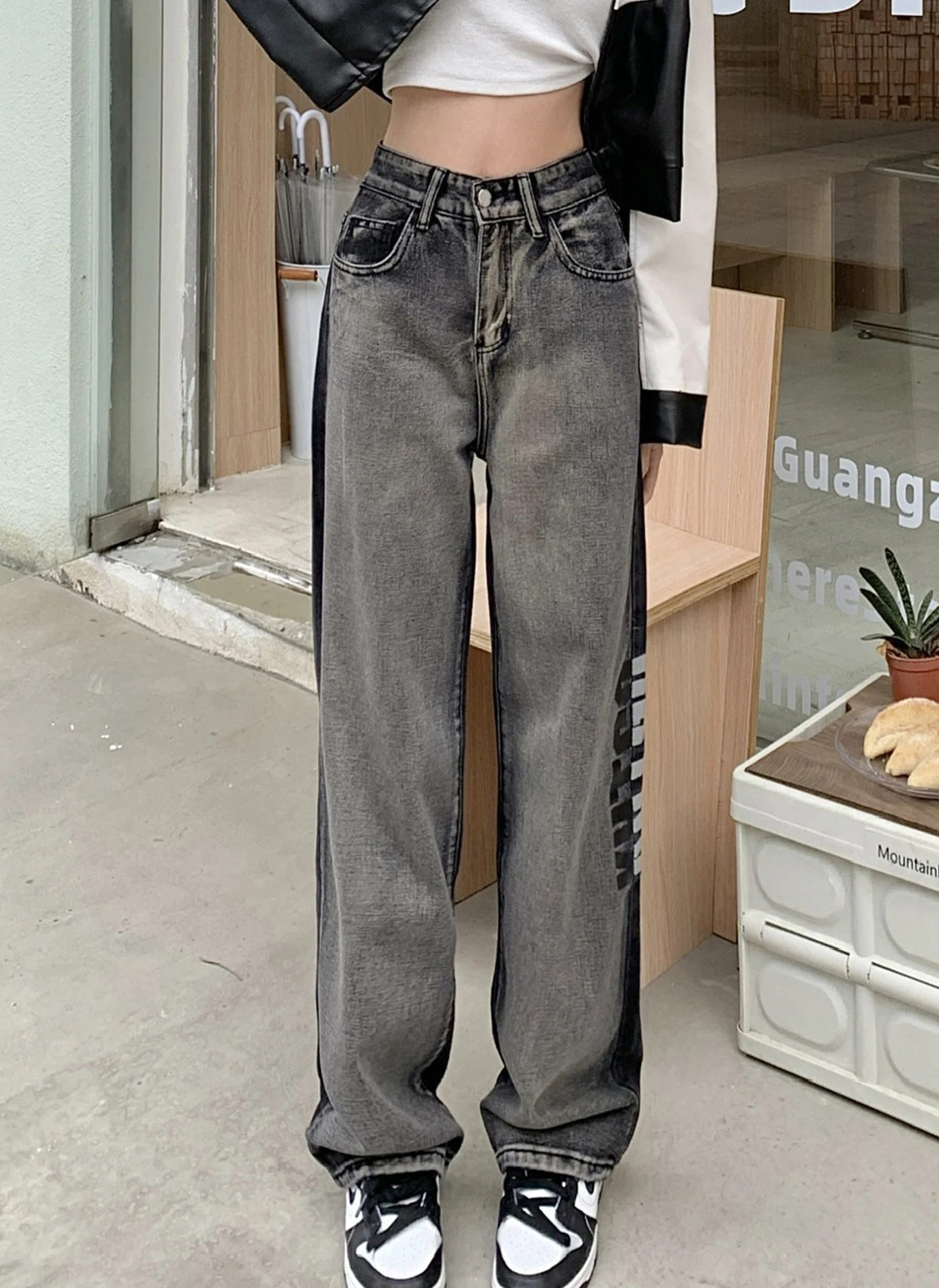 2023 New High Waisted Jeans for Women Clothing Blue Black Straight Leg Denim Pants Trousers Mom Jean Baggy Trousers Full Length