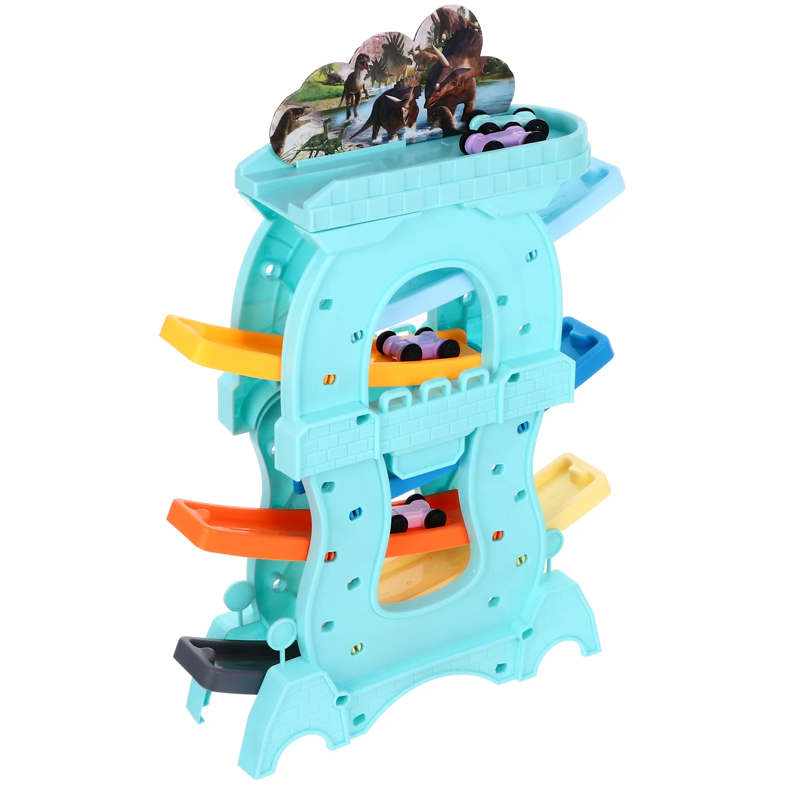 

1 Set DIY Zigzag Car Slide with 6 Ramps Gliding Car Toys for Toddlers (Blue)