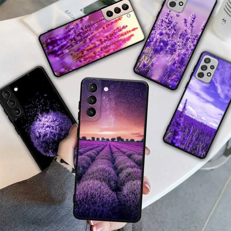 

Simple lavender Purple flowers Phone Case for Samsung S22 S21 S20 ultra pro plus S10 S9 S8 Note 20 10 9 Ultra phone Bumper Cover