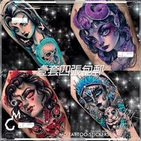 4 pieces set european and american dark heavy color vampire ice queen girl portrait pattern flower arm tattoo stickers
