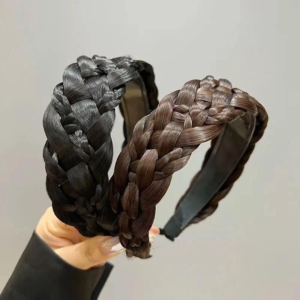 

Simple Wide Wig Headband For Women Non-slip Fishbone Braid Hair Hoop Female Hairbands Hairline Hair Accessories