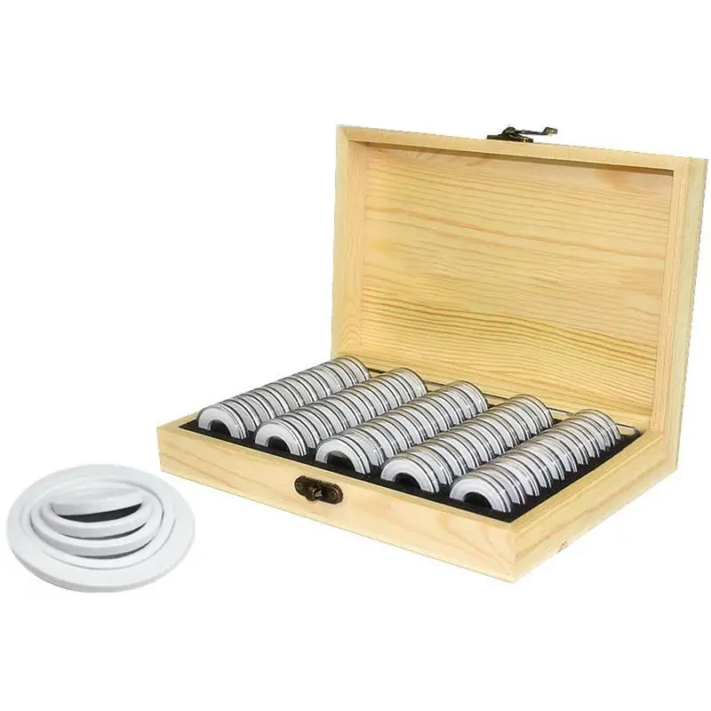 

203050100pc Girds Coin Storage Box Adjustable Antioxidative Wooden Commemorative Coins Collection Case Container Organizer