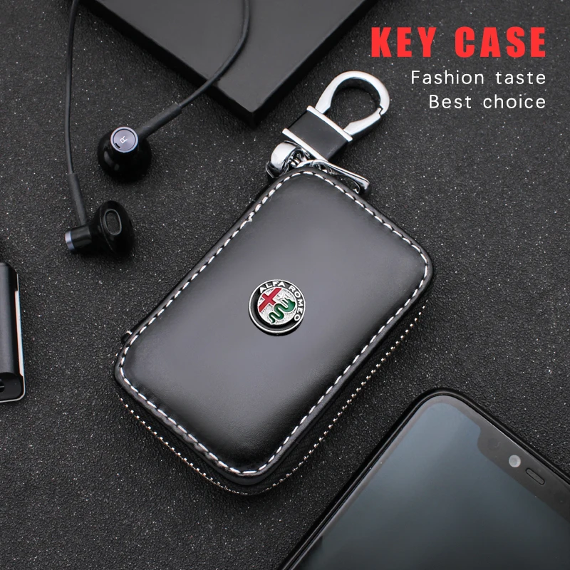 

1PC Leather Key Wallet Car Key Bag Multi Function Key Case For Alfa Romeo Giulietta Giulia MITO 159 147 Stelvio Auto Accessories