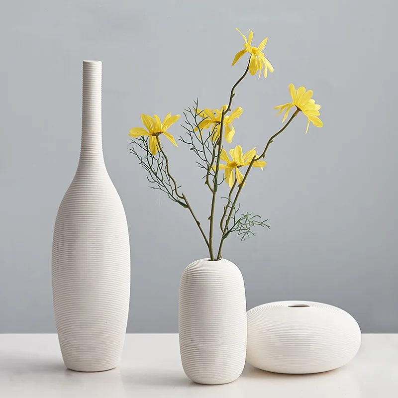 

Nordic Ceramic White Flower Vase Support For Flowers Modern Home Decor Accesssories Living Room Decoration Bedroom Decoration