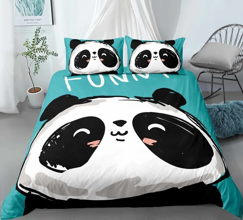 

Twin Full Queen King Size cartoon animals Bed Set Aldult Kid Bedroom Duvetcover Sets 3D Print 043 Panda Bedding Set Single